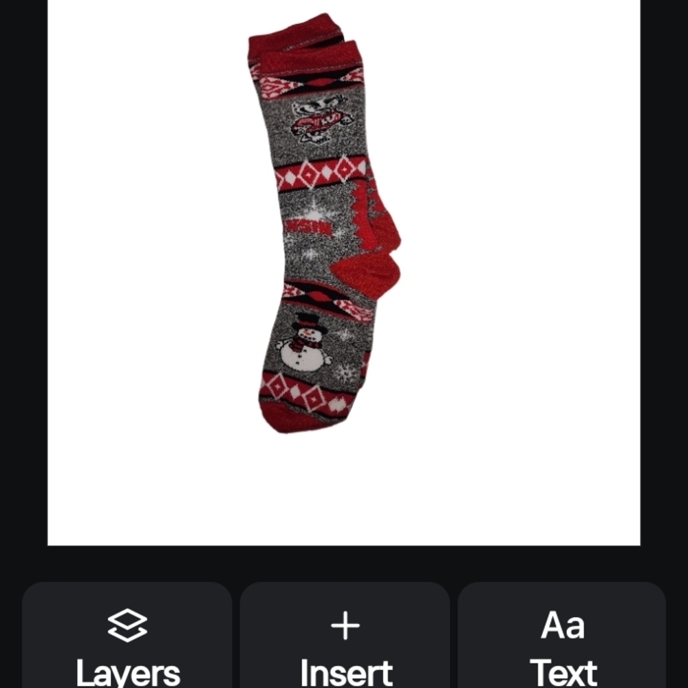 NHL Wisconsin Badgers Themed  Ugly Christmas.Socks W/ snowman